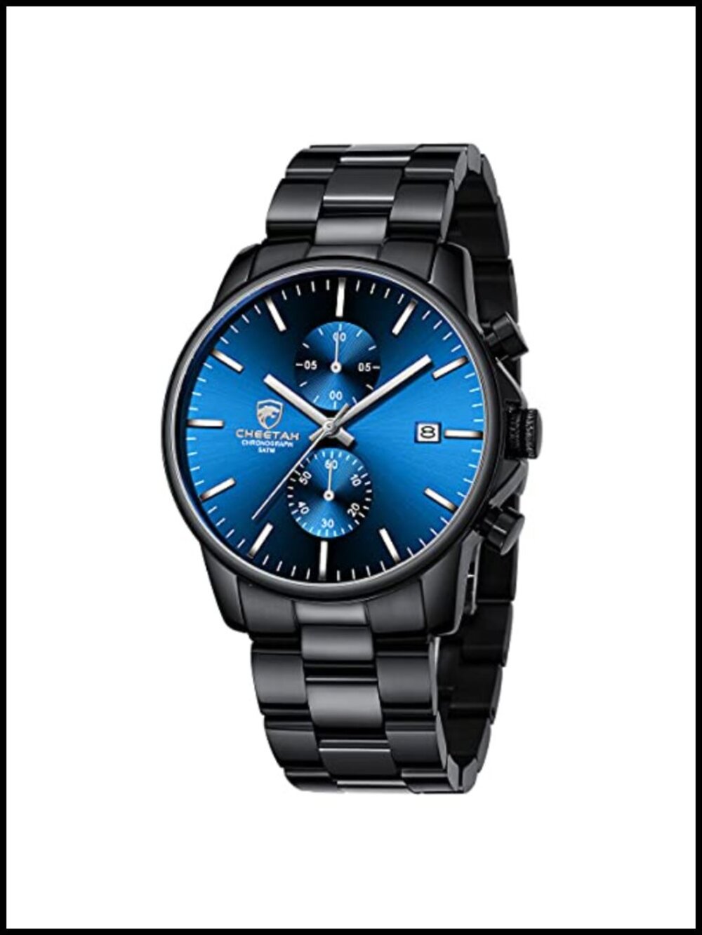 Mens Business Watch Stainless Steel Waterproof Chronograph Quartz Auto Date